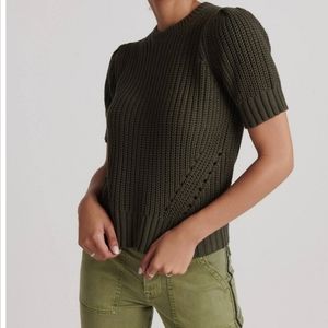 NWT Lucky Brand • L sweater short sleeve crewneck olive green